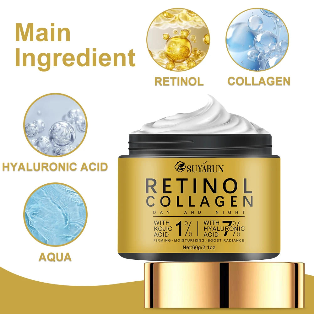 Retinol day and night moisturizer with kojic acid and hyaluronic acid ingredients for firming skin care Peaceful Pleasures Health and Wellness