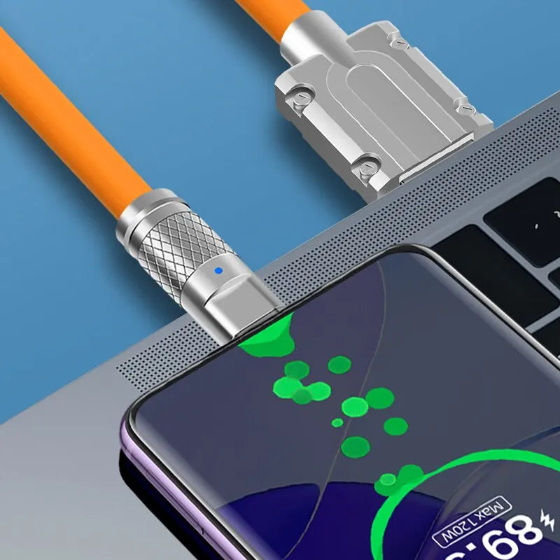 120W USB-C Elbow Fast Charging Cable 6A Liquid Silicone Gaming