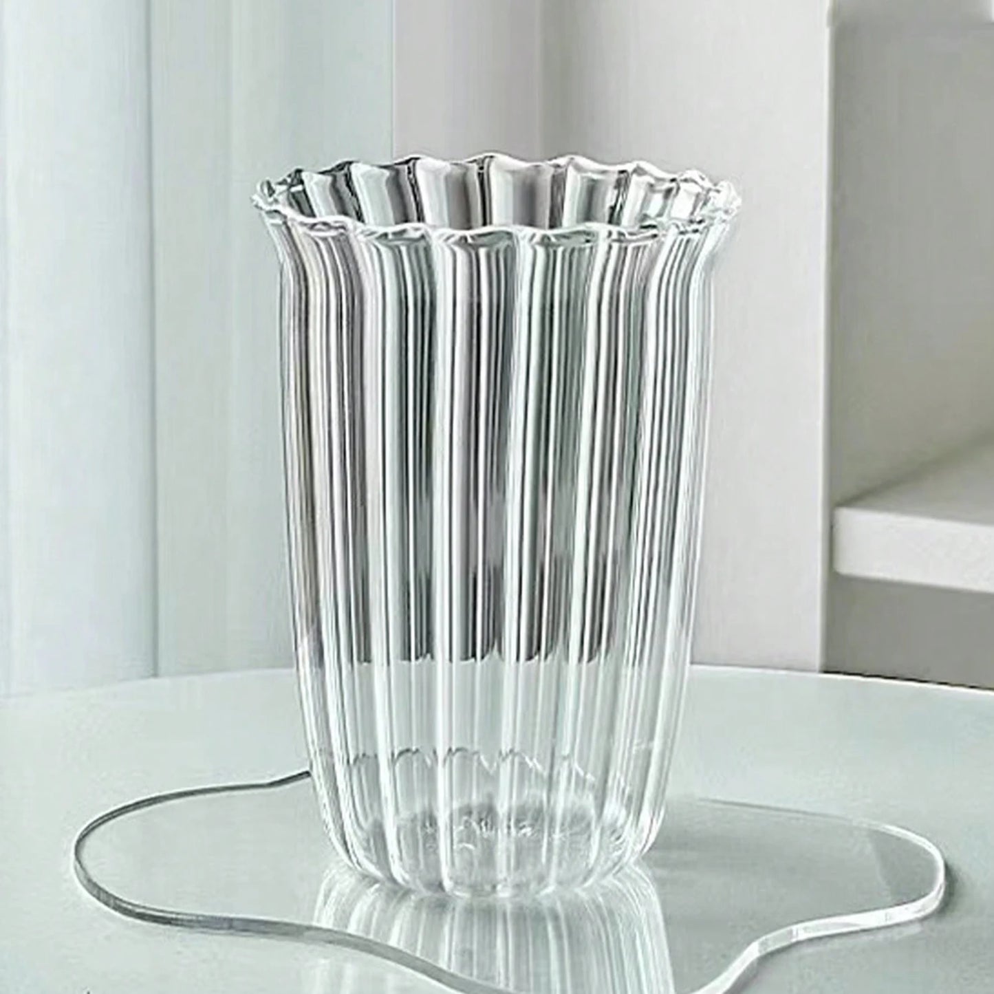 Transparent Glass Striped Cup Easy to Clean Vintage Cocktail Latte Mugs Suitable for Ice Cream Milkshakes Peaceful Pleasures Health and Wellness