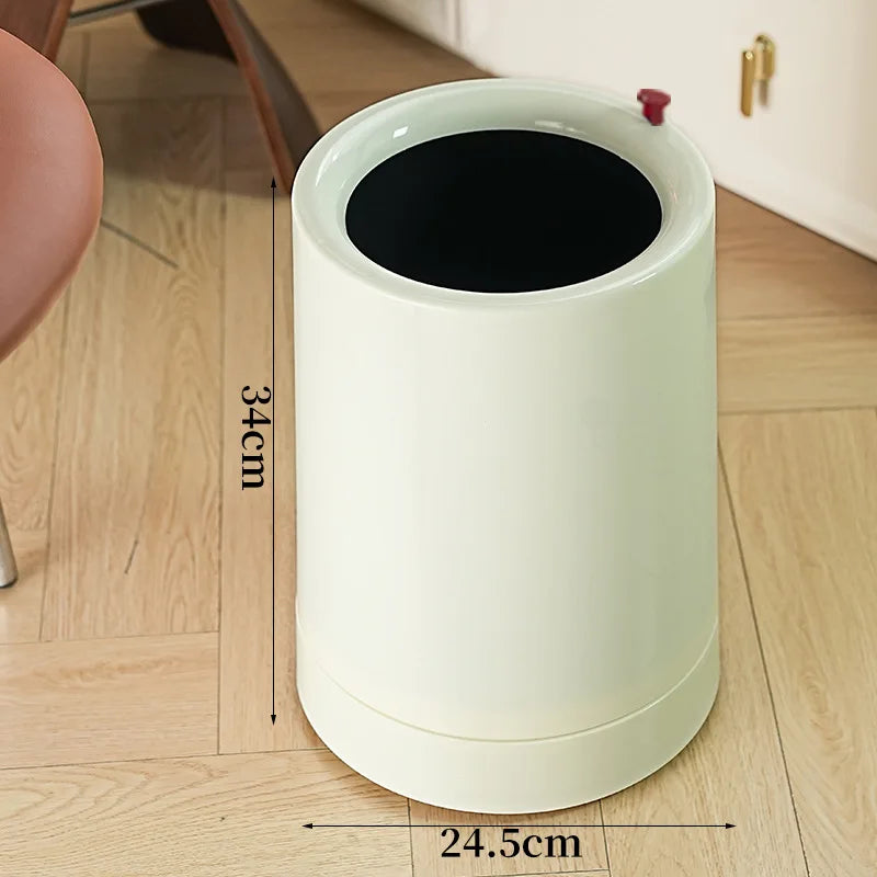 Minimalist Large Capacity Trash Bin - No Cover, Hidden Wheel Design, Multi-Functional, Home Essential, Space-Saving Peaceful Pleasures Health and Wellness Round White