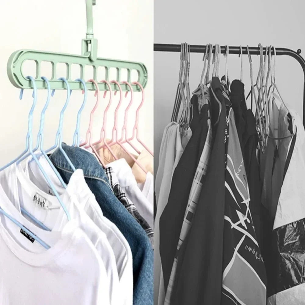 5-Pack Foldable 9-Hole Wardrobe Clothes Hanger Space Saver