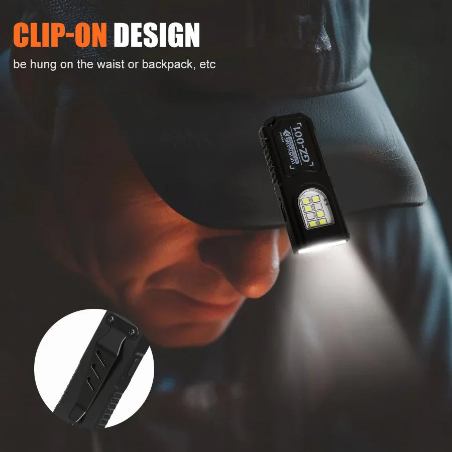 Mini COB LED Keychain Flashlight | USB-C Rechargeable, IPX6