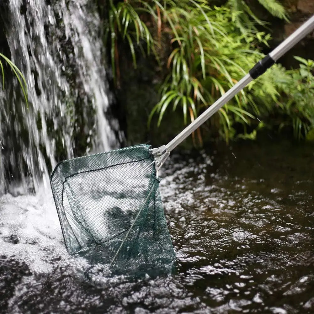 Triangle Fishing Landing Net with Telescoping Pole Handle Easy Catching or Releasing Fishing Net for Fly Trout Carp Course Sea Peaceful Pleasures Health and Wellness