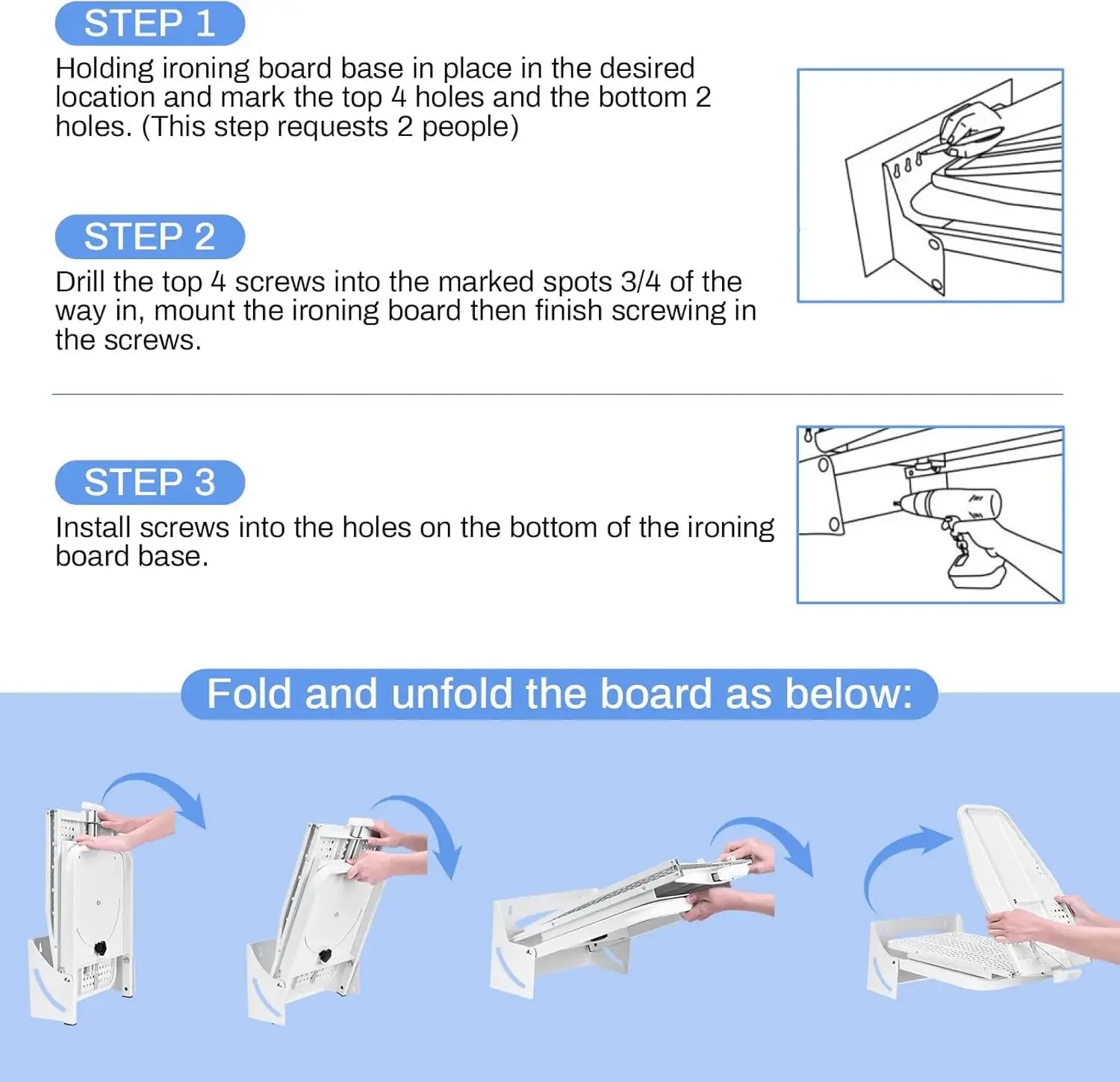 Space Saving Wall Mount Ironing Board, 180° Swivel Heavy Duty with Heat Resistant Cover for Small Laundry Rooms Peaceful Pleasures Health and Wellness