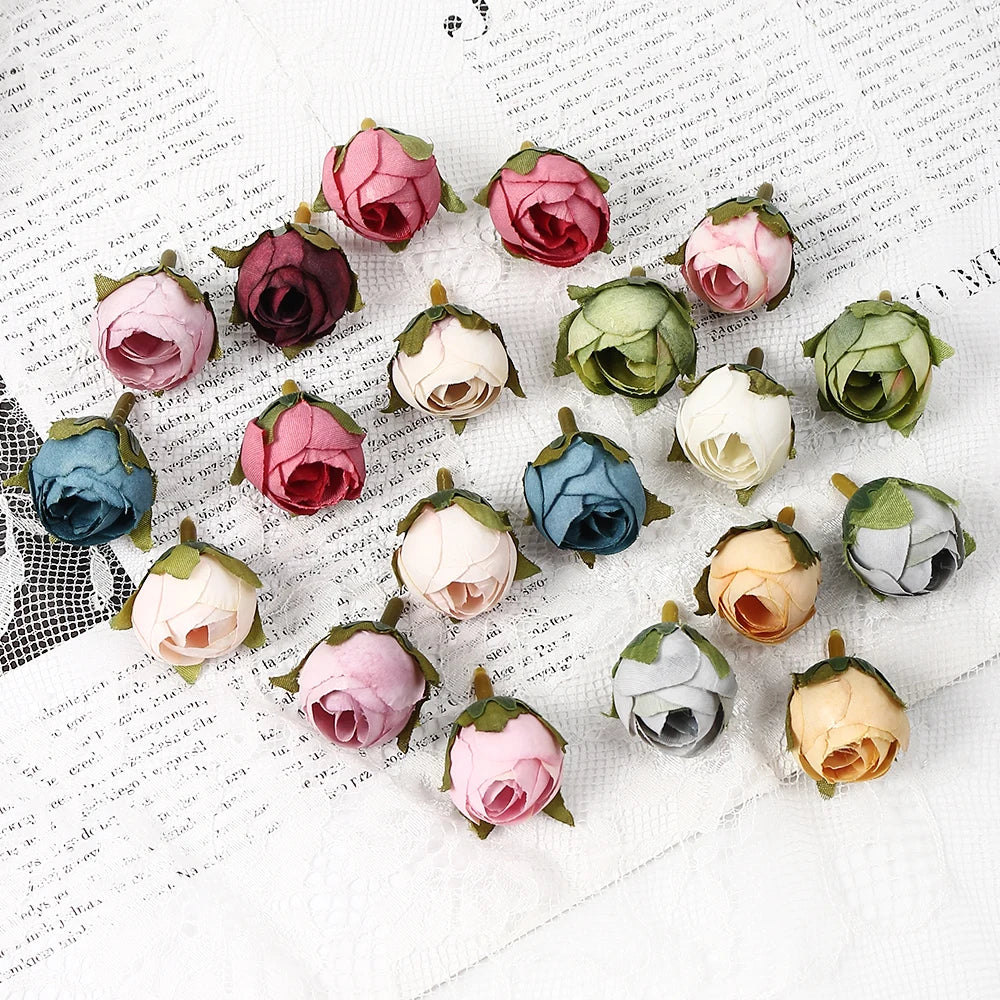 Silk Rose Tea Bud Artificial Flowers 10/20pcs – Wedding DIY Decor