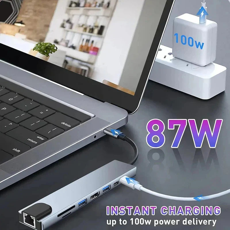 DIXSG 8-in-1 USB-C Hub – 4K HDMI, RJ45 & PD Charging