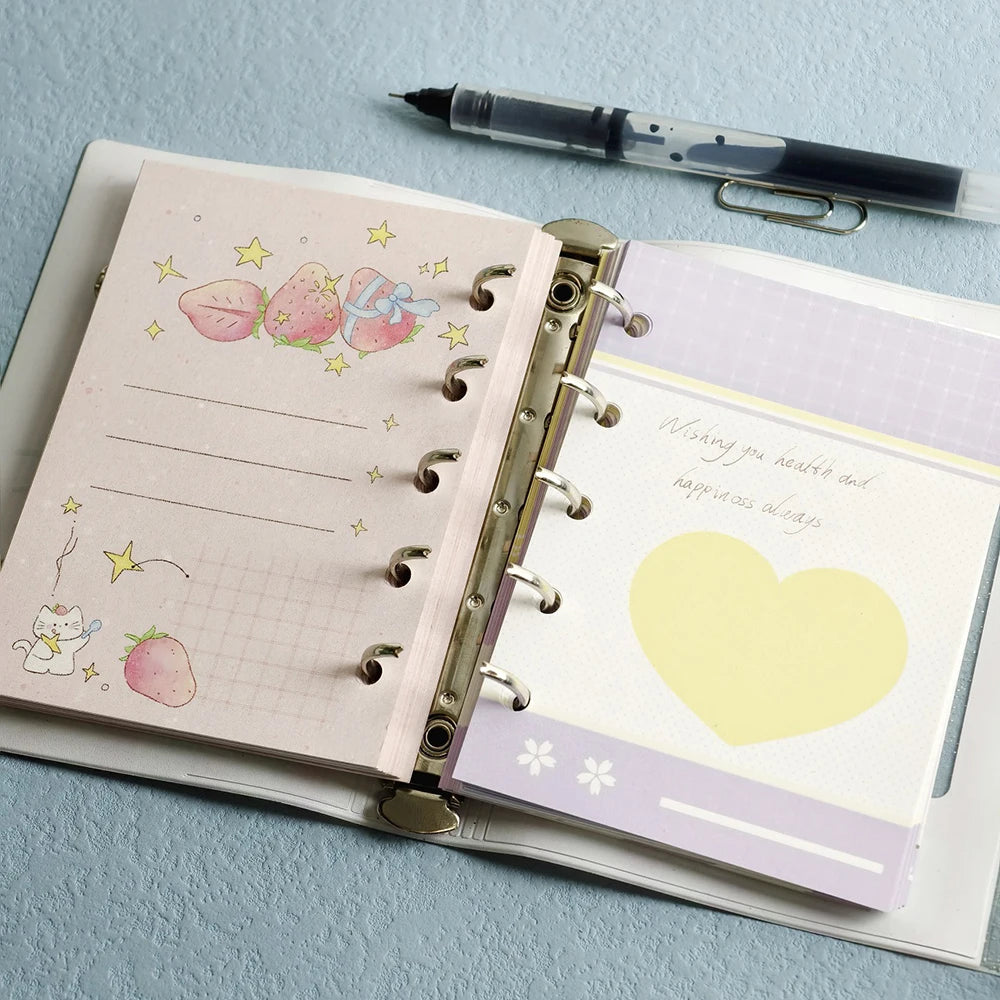 50 M5 Hand Account Book Loose Leaf Paper Pink Strawberry Purple Heart