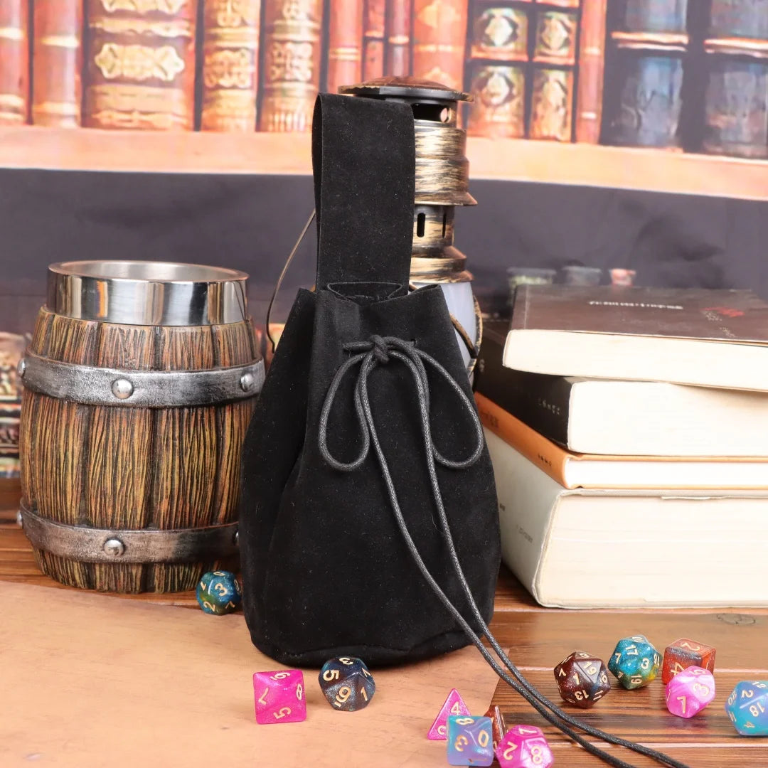 Medieval Steampunk Leather Drawstring Coin Bag Nordic Viking Pirate