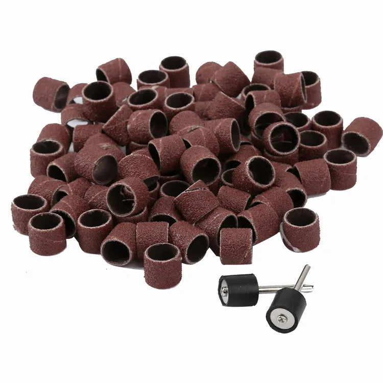 100Pc 80-Grit Sanding Drum Sleeves 12.5mm + 2 Rubber Mandrels