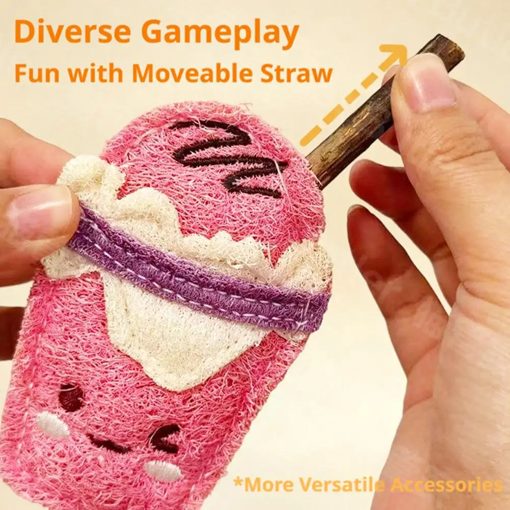 Natural Loofah Cat Chew Toy with Catnip & Silver Vine