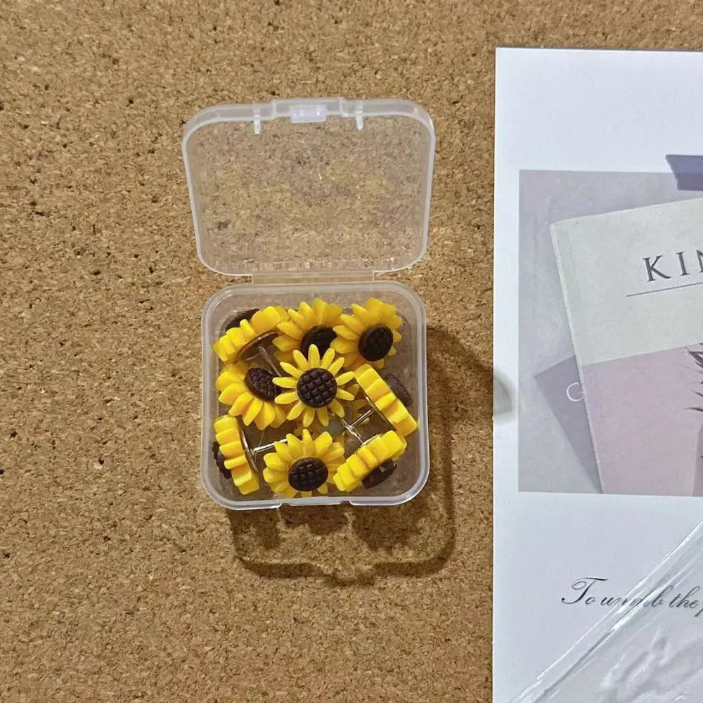10/20/30/40/50Pcs Creative Sunflower Pushpins DIY Photo Wall Decor Colored Flower Push Pins Reusable Cute Board Push Pin Peaceful Pleasures Health and Wellness