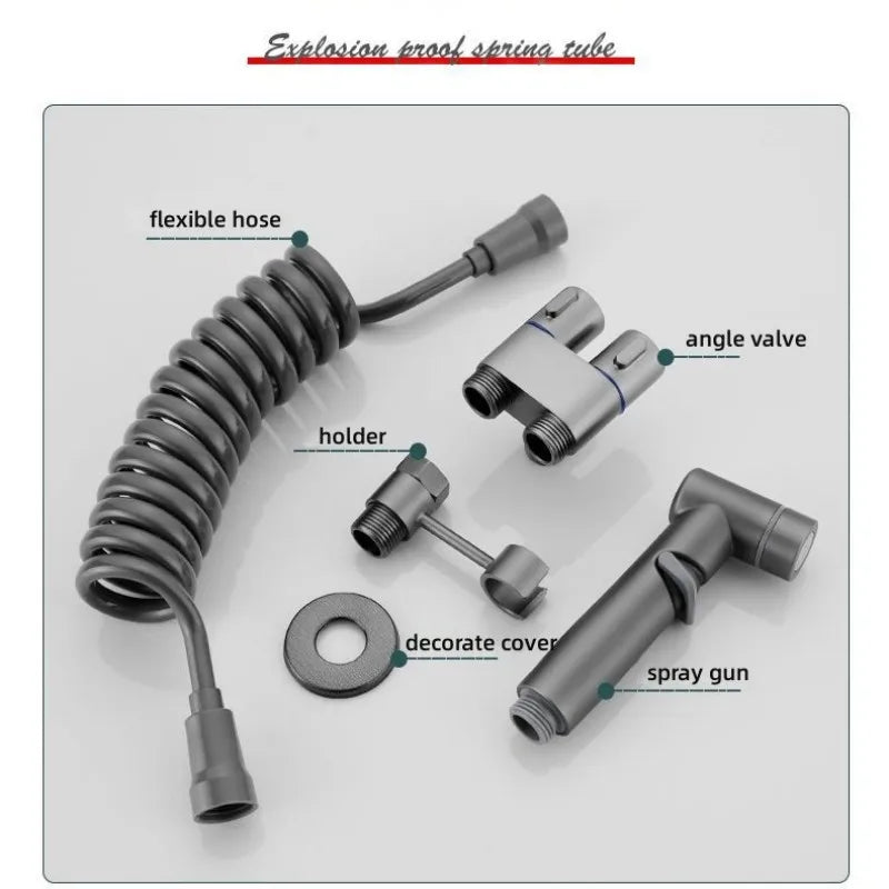 Handheld Bidet Sprayer Set | Dual Outlet Brass Angle Valve