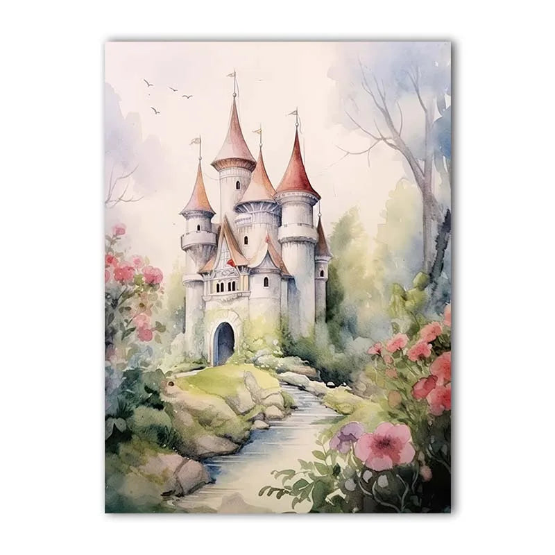 Nordic Dreamy Castle Canvas Wall Art for Kids Nursery Decor Canvas Wall Art Peaceful Pleasures Health and Wellness 04 15x20cm No Frame China Mainland