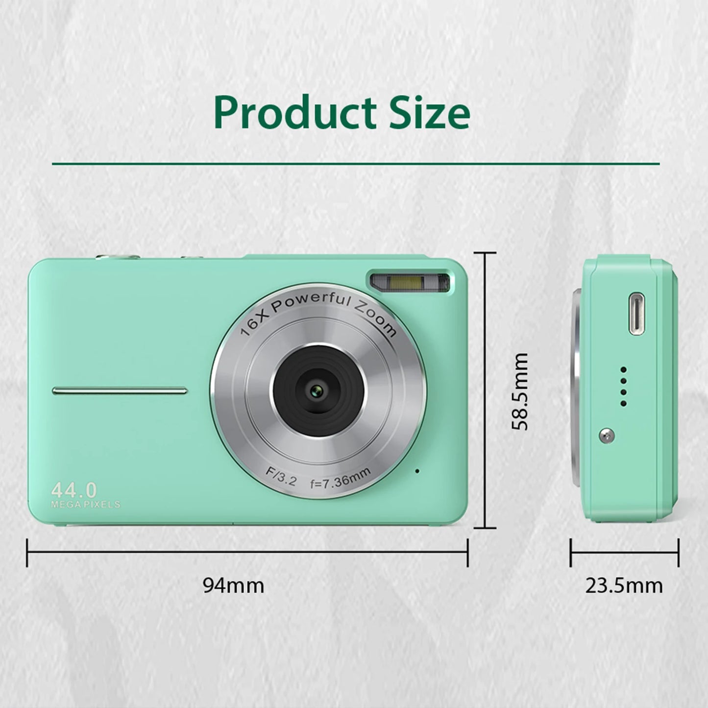 FHD 1080P 44MP Digital Camera for Photography Children with 16x Zoom Compact Cameras Point and Shoot Travel Cameras for Kids Peaceful Pleasures Health and Wellness