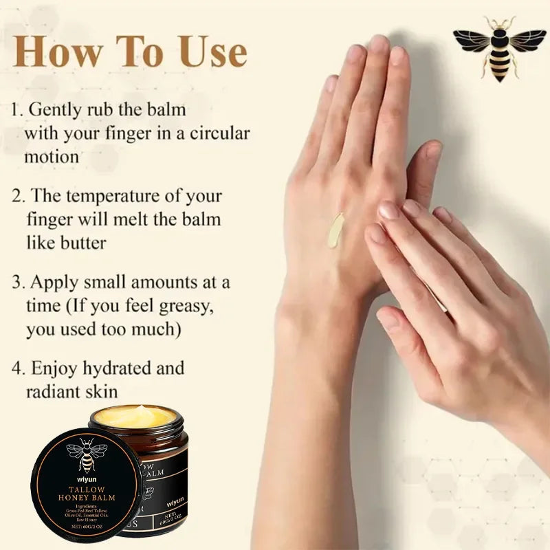 1/3/5pcs Beef Tallow Honey Cream Brand Facial Care Moisturizing Smooth Skin Light Non-greasy Cream Gentle Hydrating Moisturizer Peaceful Pleasures Health and Wellness