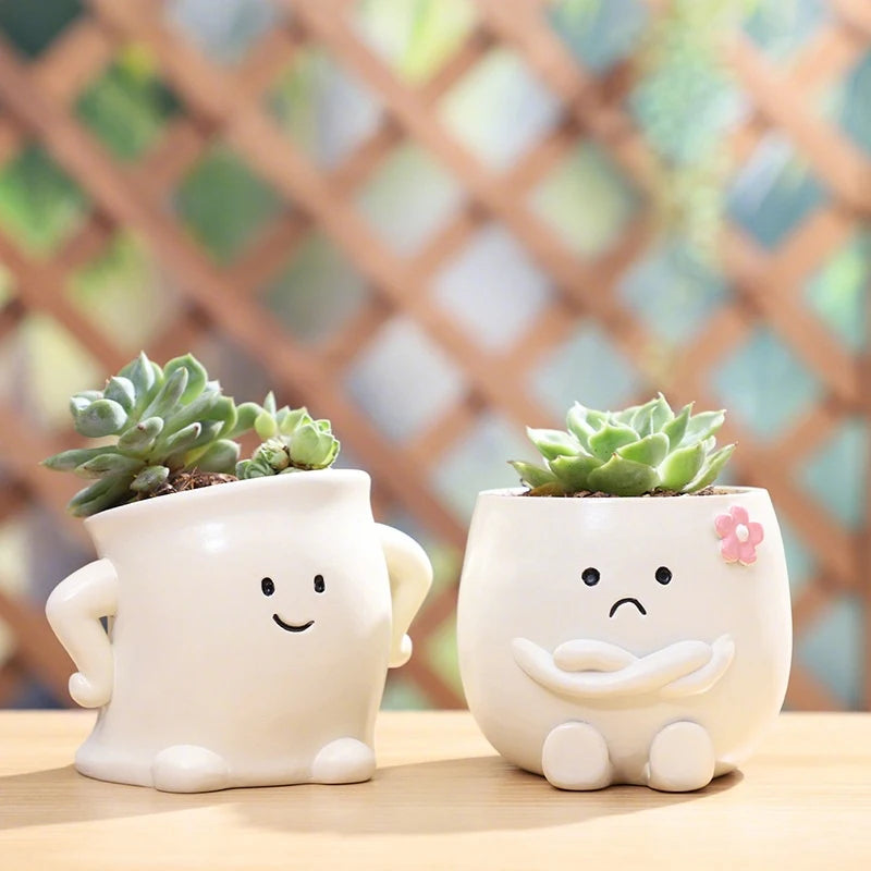 Smiley Face Mini Resin Succulent Planter | Desk & Home Decor