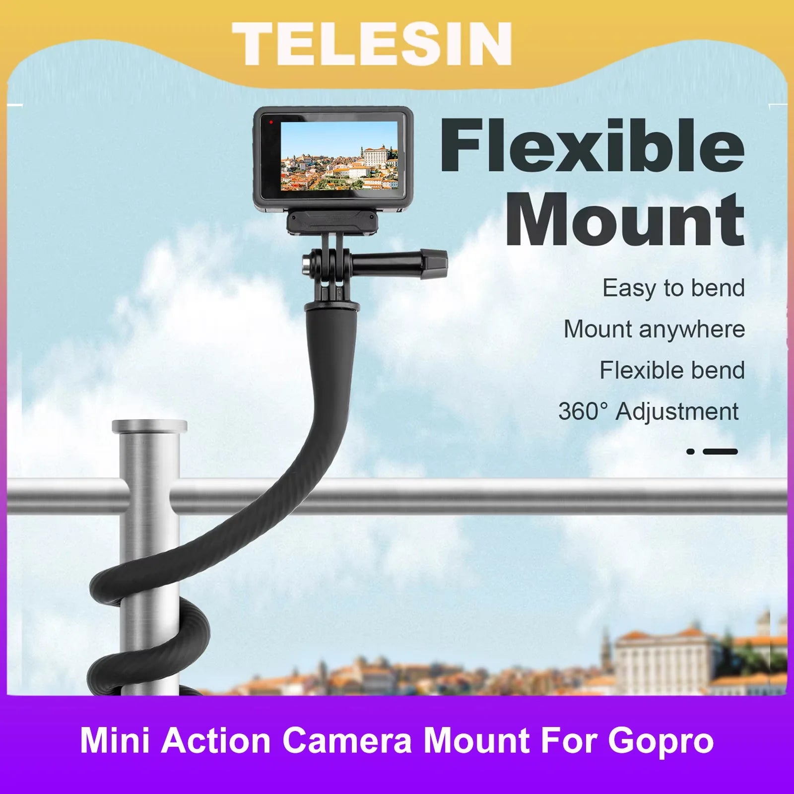 TELESIN Flexible Action Camera Mount For Gopro Insta360 DJI Action Mini Camera Octopus Tripod Phone Holder Clip Stand Mount Peaceful Pleasures Health and Wellness
