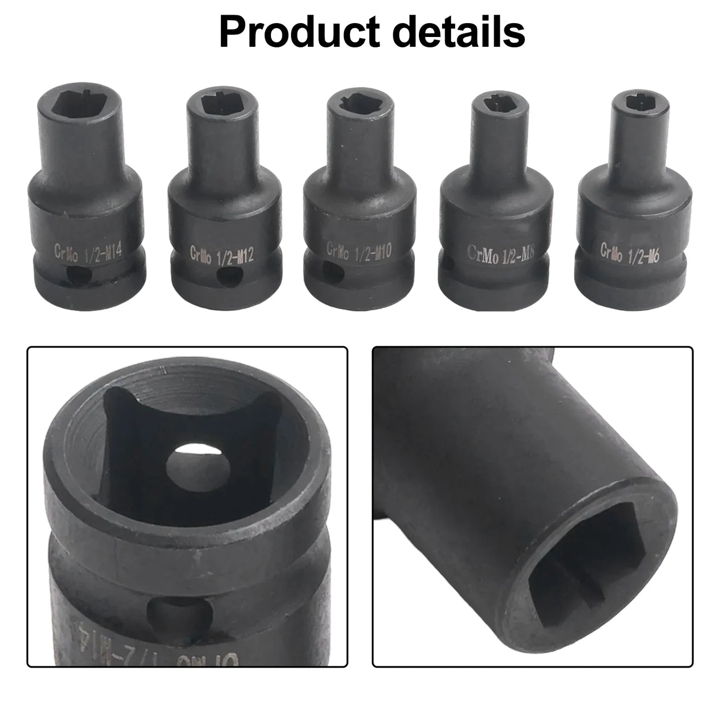 5-Piece Square Tap Socket Set 1/2" Drive | 6–14mm Thread Taps