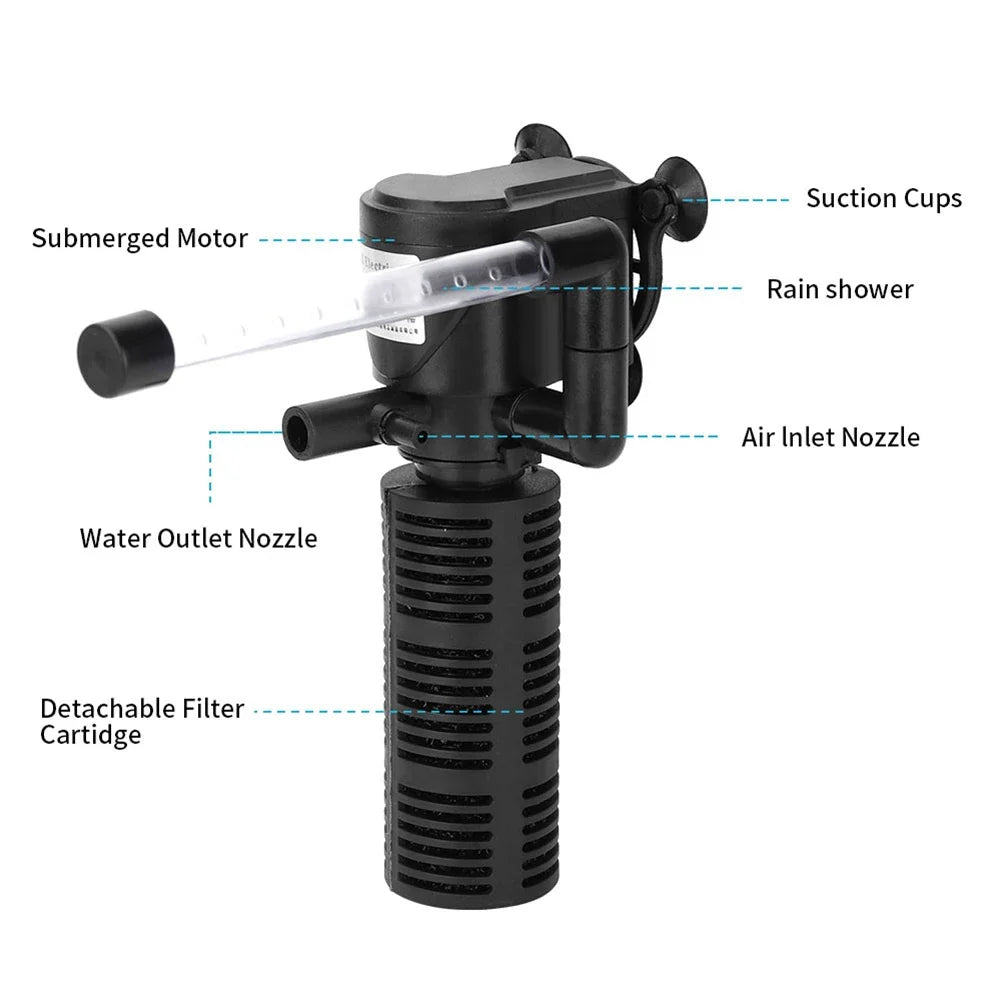 3-in-1 Submersible Aquarium Filter – Mini Fish Tank Water Purifier Peaceful Pleasures Health and Wellness