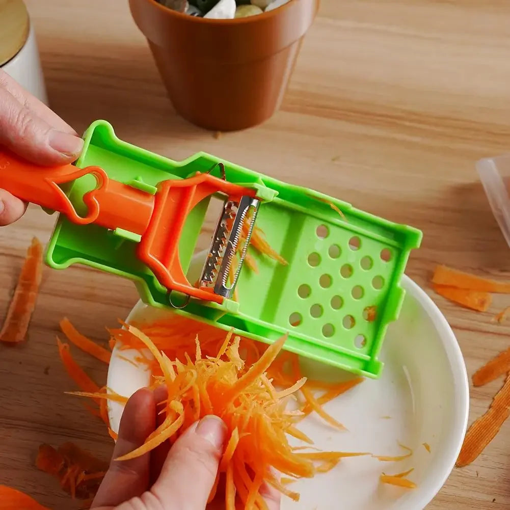 Multi Functional Fruit Vegetable Peeler 2-in-1 Fruit Slicer & Onion Chopper Tool Strips Steel Easy To Clean Kitchen Peeling Tool Peaceful Pleasures Health and Wellness