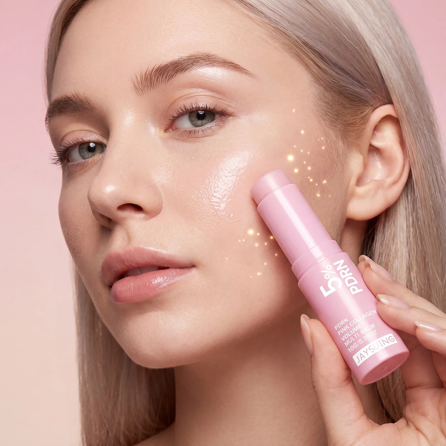PDRN Pink Collagen Volume Multi Balm Stick For Face Lip Eyes Neck Moisturizing Makeup Base Nourish Create Healthy-Looking Skin Peaceful Pleasures Health and Wellness