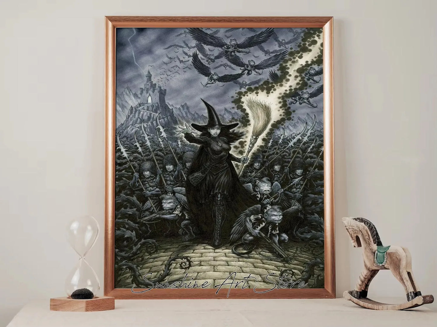 Witch Dark Goddess Black Magic Poster Canvas Printing Witch Black Cat Wall Art Decor Gothic Style Girls Room Bar Wall Decoration Peaceful Pleasures Health and Wellness ZLH5258 90x130cm No Frame
