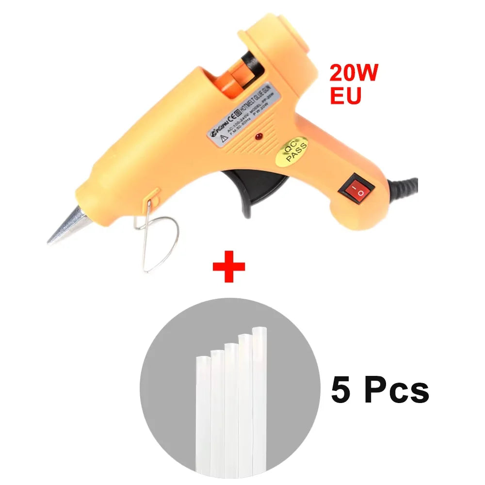 20W Mini Hot Melt Glue Gun Kit with 10 Glue Sticks – Anti-Drip