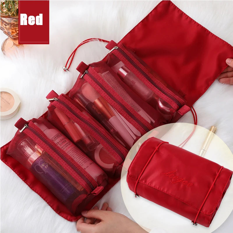 4-in-1 Foldable Hanging Cosmetic Bag | Travel Toiletry Organizer