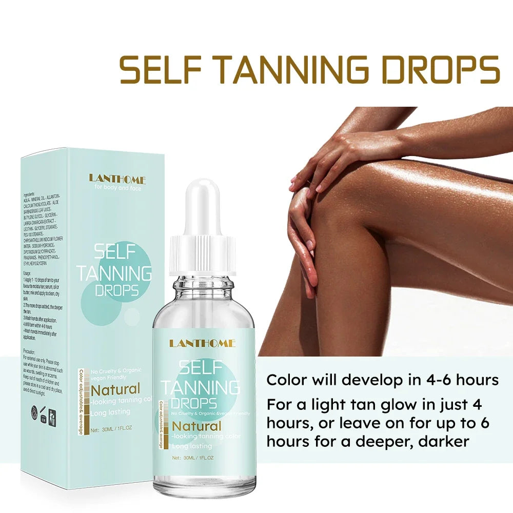 30ml Self -Tanning Drops Body Self Tanner Sunless Tanning Lotion for Natural-Looking Tanner For Body Skin Care Peaceful Pleasures Health and Wellness 30ml