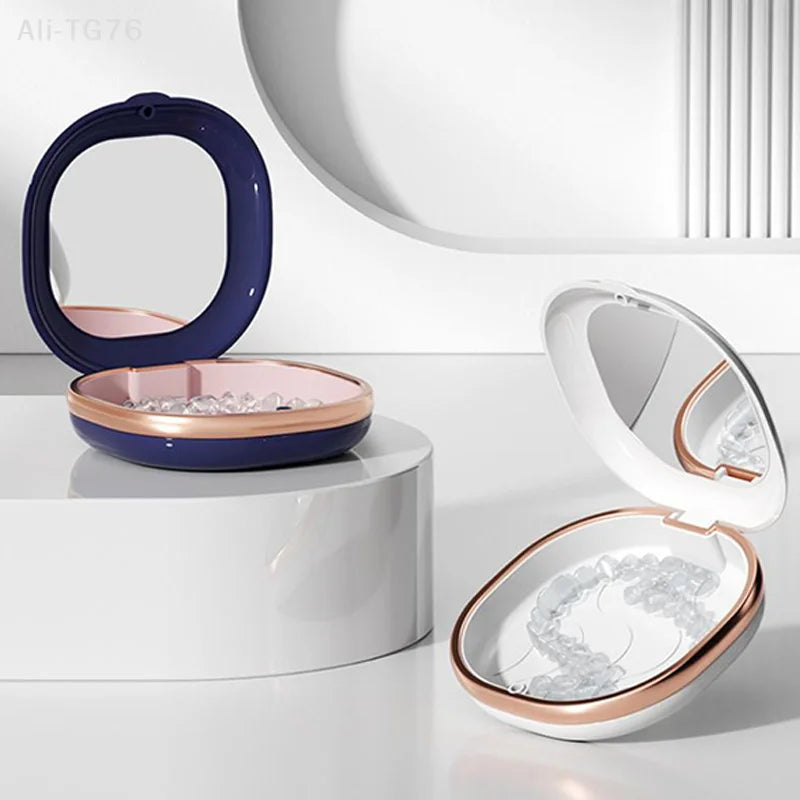 Magnetic Dental Retainer Case with Mirror | Travel Aligner Box