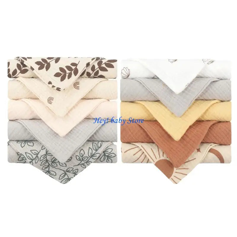 10-Pack Baby Cotton Washcloths – Soft Infant Face & Drool Bibs