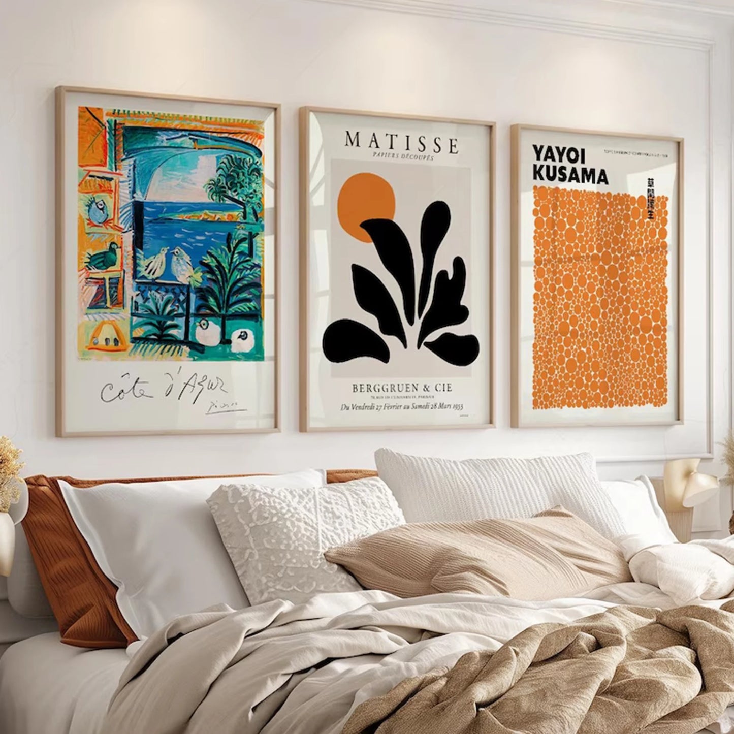 3-Piece Modern Gallery Canvas Wall Art – Matisse Picasso Kusama