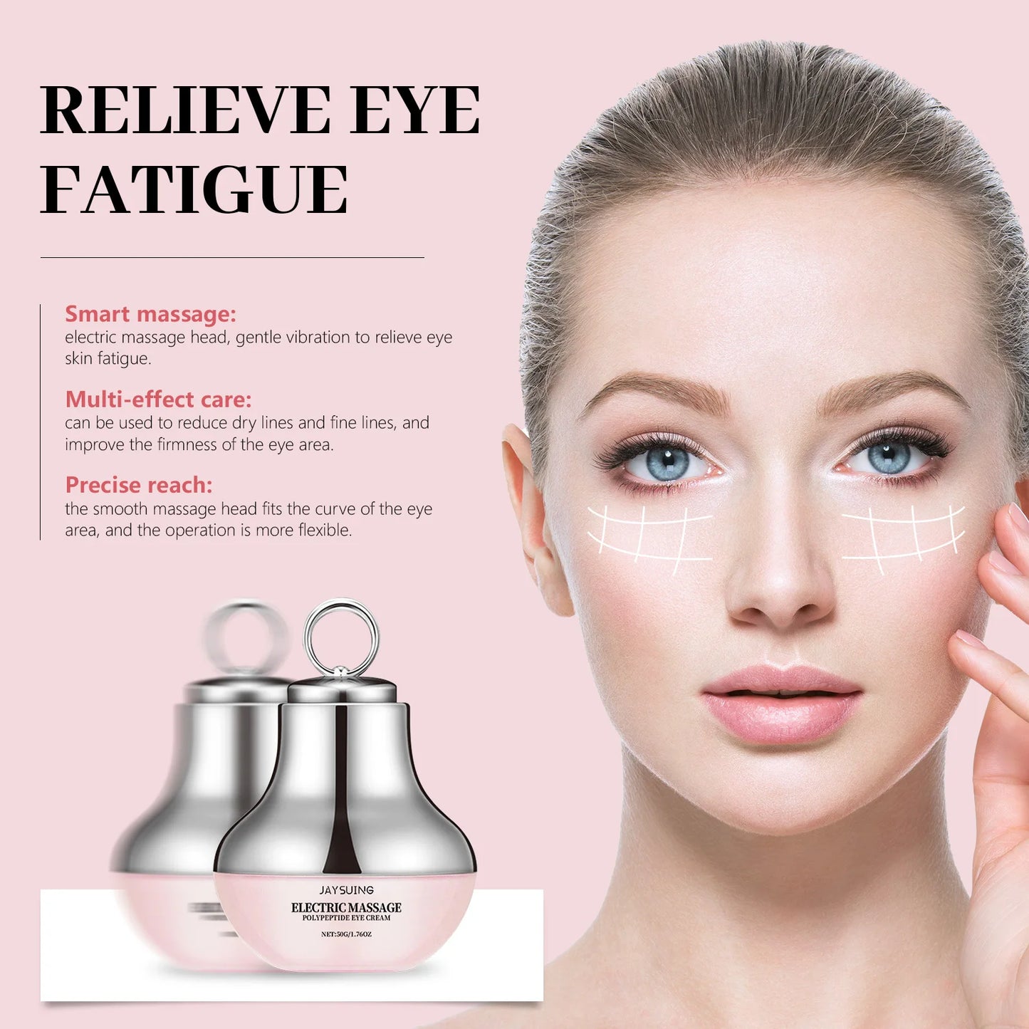 Jaysuing Electric Eye Cream Accelerate Absorption Moisturize Skin Fade Dark Circle Reduce Crow's Feet Automatic Roller Eye Serum Peaceful Pleasures Health and Wellness