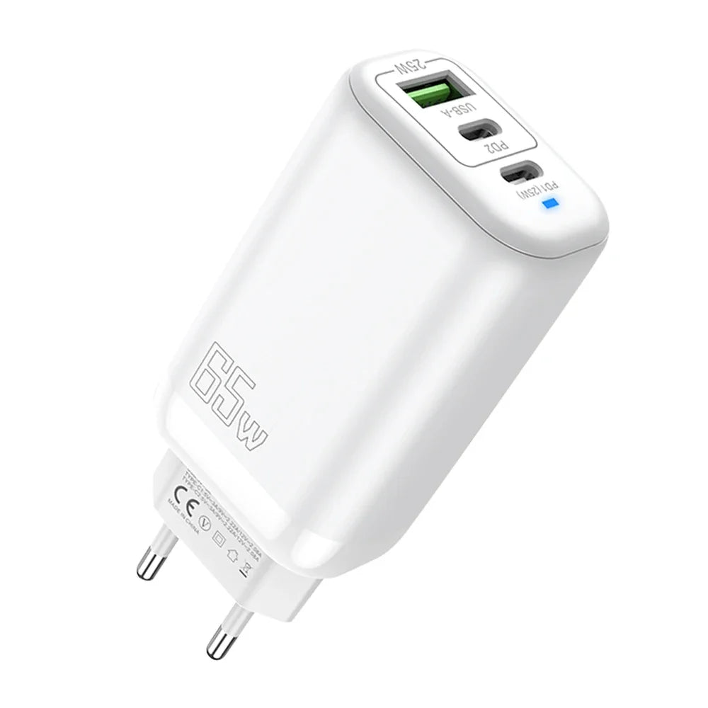 65W USB-C Fast Charger PD | EU US UK Plug – iPhone & Samsung