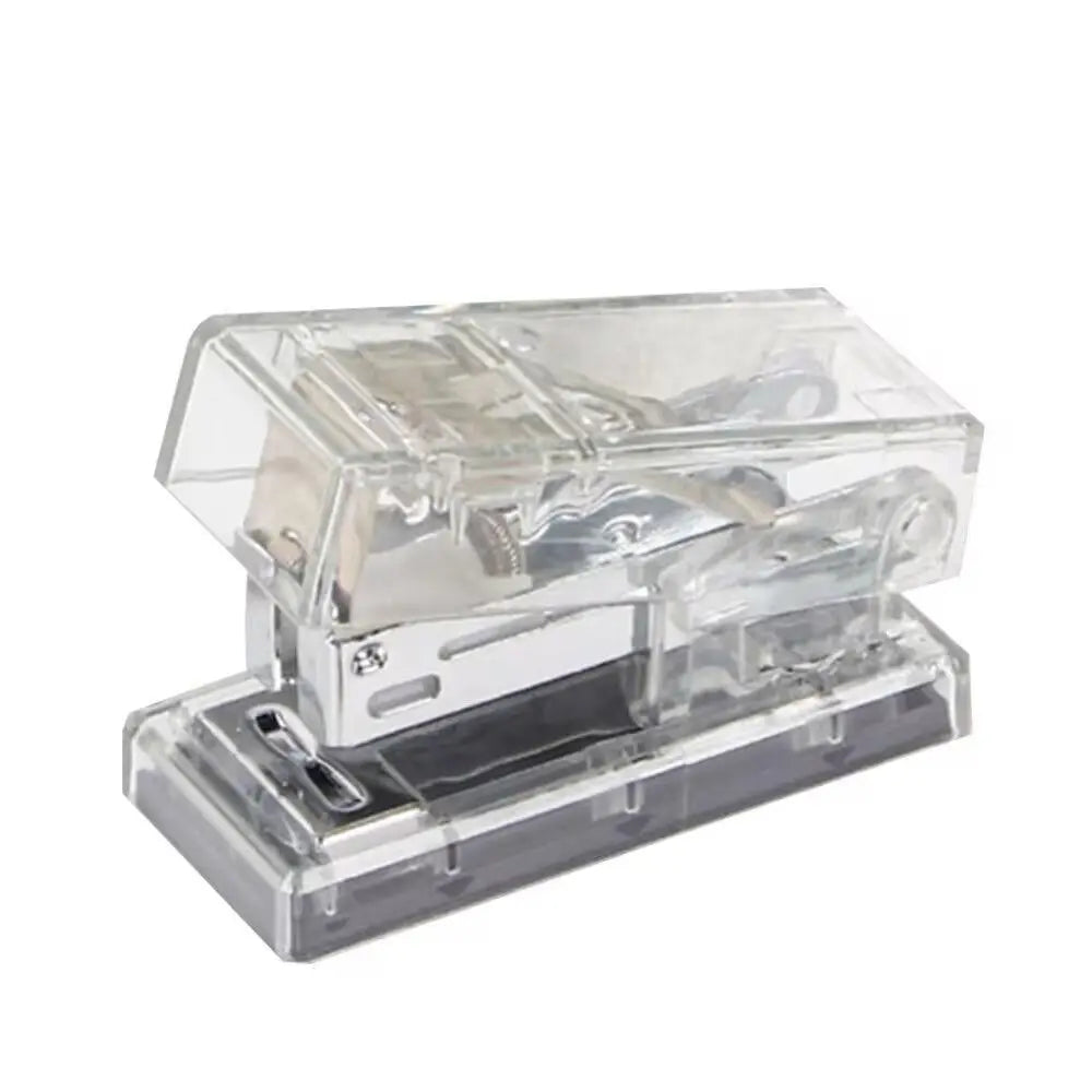 Mini Mini Stapler Transparent with 1000 Staples Office Binding Tools Easy-Use Multifunction Paper Binder Set Paper Fixing Peaceful Pleasures Health and Wellness White