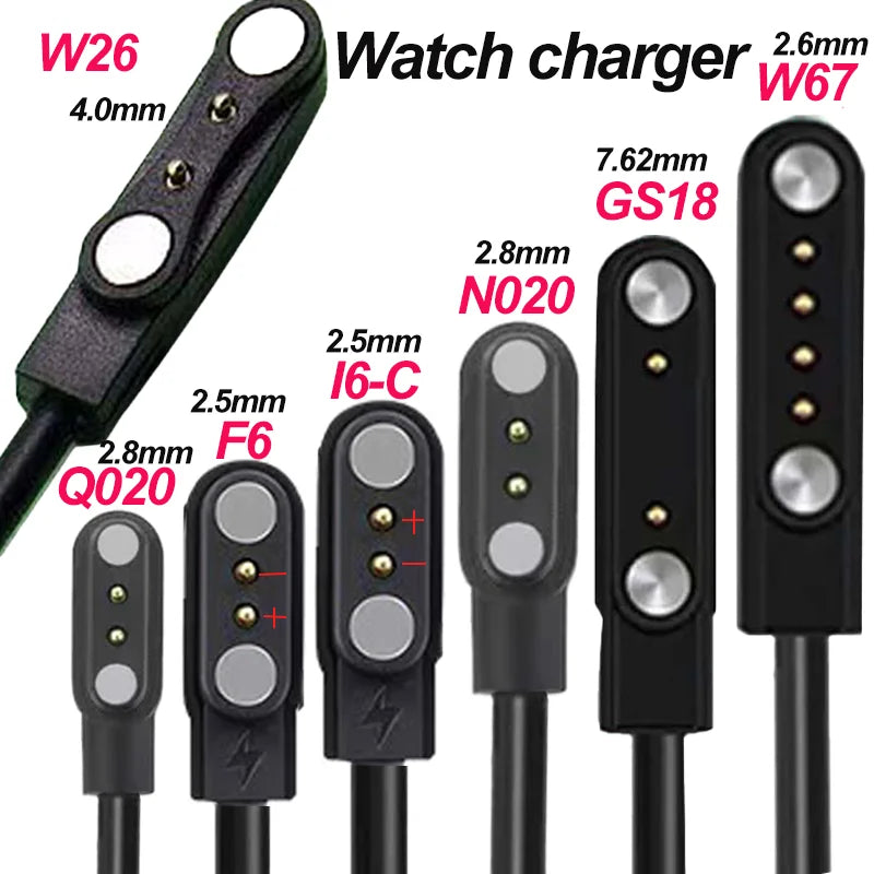 Universal Smart Watch Magnetic Suction Charging Cable 2 Pins 4 Pins Watch Charging Cable W67 N020 W26 Q020 F6 GS18 I6-C Peaceful Pleasures Health and Wellness