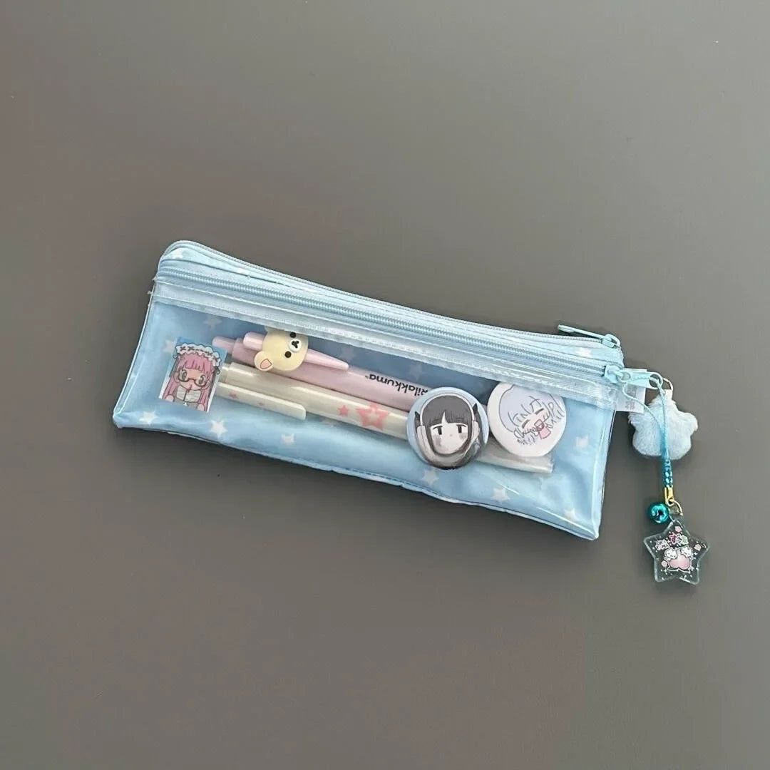Cute Stars Pencil Case Mesh Multilayer Pencil Bag Multifunctional Large Capacity School Stationery Bag For Boys Girls Peaceful Pleasures Health and Wellness