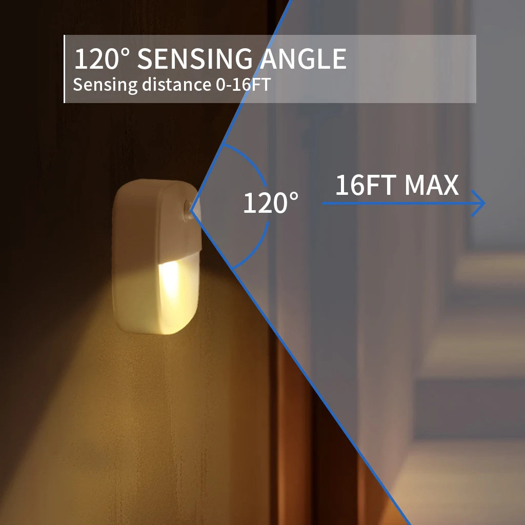 Motion Sensor LED Night Light Battery Operated Bedroom Stick on Warm Light for Bathroom Kitchen Cabinet Cupboard Hallway Stairs Peaceful Pleasures Health and Wellness