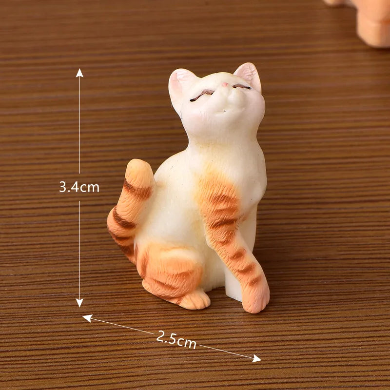 Miniature Cat Figurines Resin Landscape Decoration Miniature Figurines Accessories for Desk Landscape Plant Pot Bonsai Craft Peaceful Pleasures Health and Wellness 12