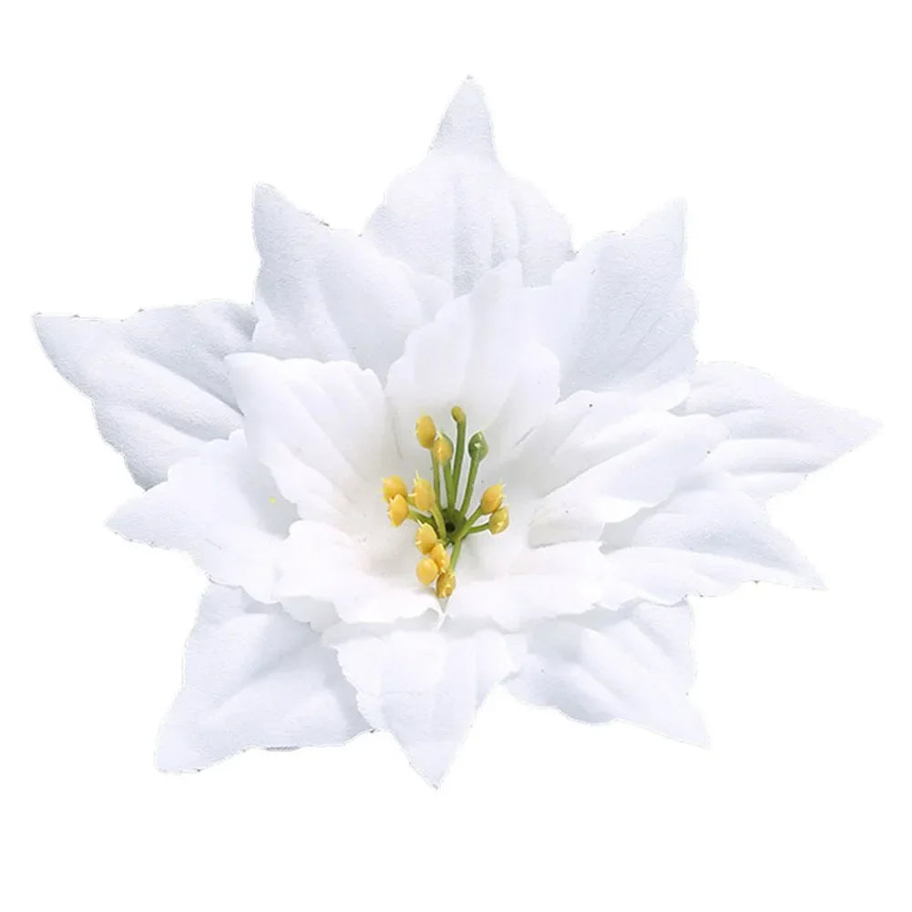 Glitter Poinsettia Christmas Flower Decoration 20cm | 10 Colors