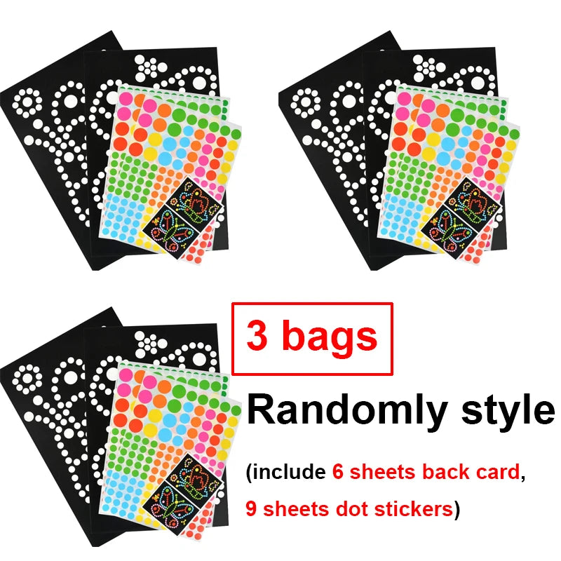 Children Colorful Round Dot Puzzle Stickers Cartoon Animal Mosaic
