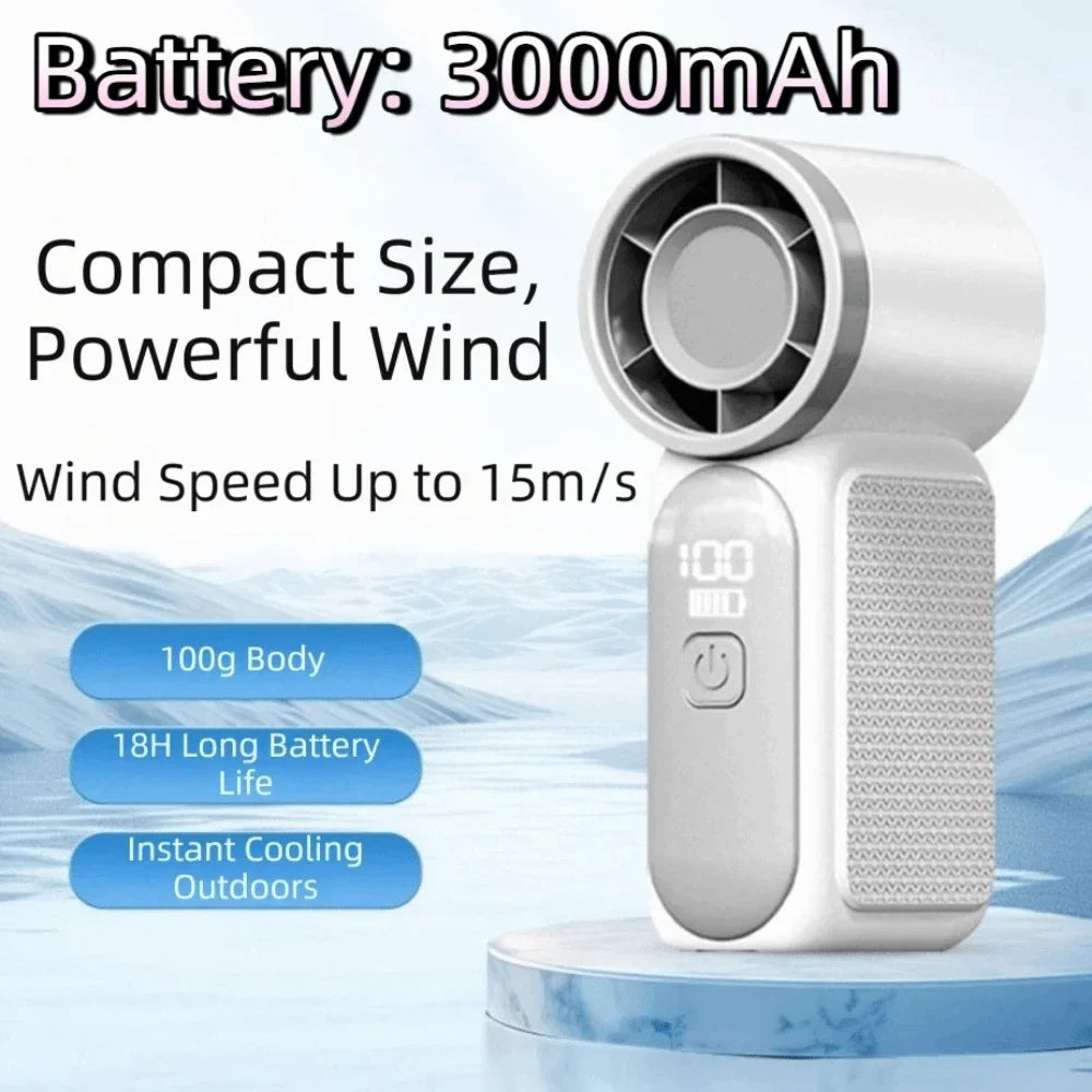6-Speed USB Rechargeable Mini Pocket Fan with LED Display