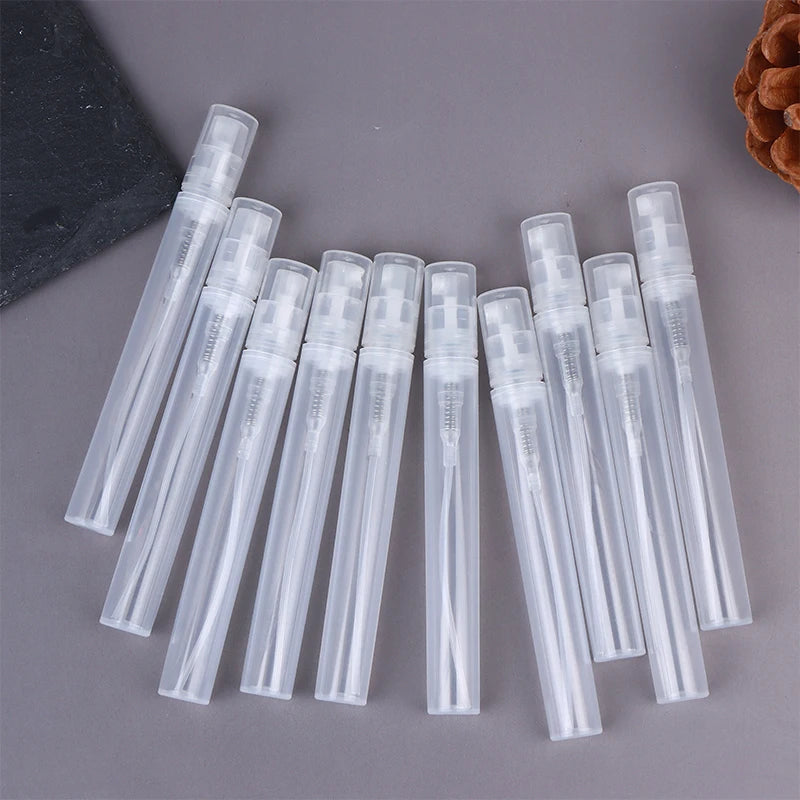 10Pcs 2/3/5ML Mini Clear Plastic Empty Perfume Bottle Refillable Spray Bottle Atomizer Container Women Travel Perfume Bottles Peaceful Pleasures Health and Wellness