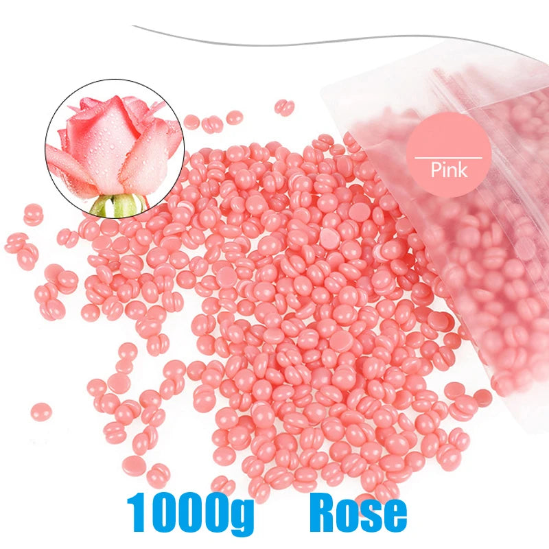 1000g Depilatory Wax Beans Hot Film Painless Waxing Beads Hard Wax Beans Heating Wax Machine Bikini Face Legs Body Hair Removal Peaceful Pleasures Health and Wellness 1000g Rose