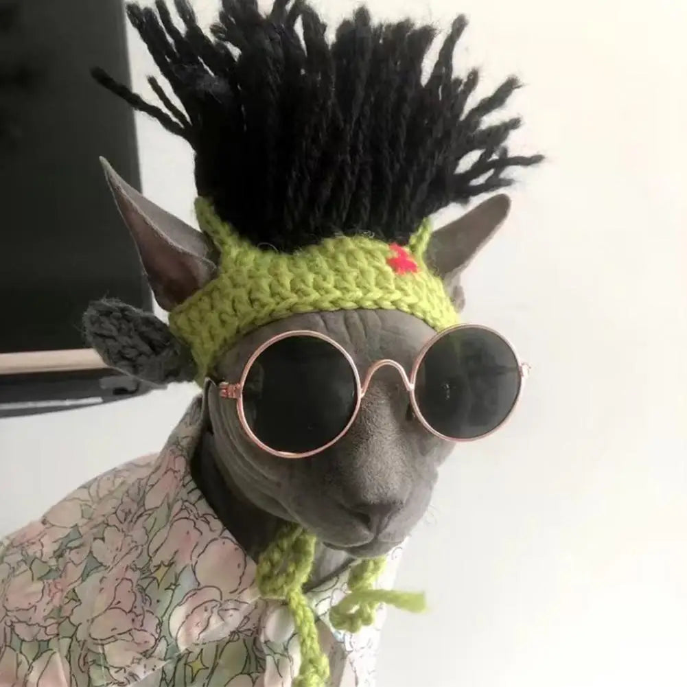 Funny Pet Hat Sphynx Devon Rex Cat Dog Headwear Punk Reggae Rock Style Cosplay Costume Decoration Accessory Peaceful Pleasures Health and Wellness