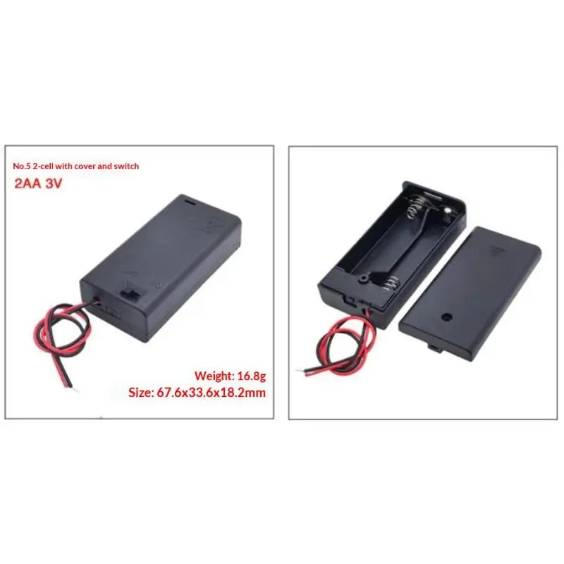 All Black AA Battery Holder Storage Case Box With Switch And Cover For AA Batteries Standard Container 1 2 3 4 6 Slots Peaceful Pleasures Health and Wellness AA 2 Slots 1pcs