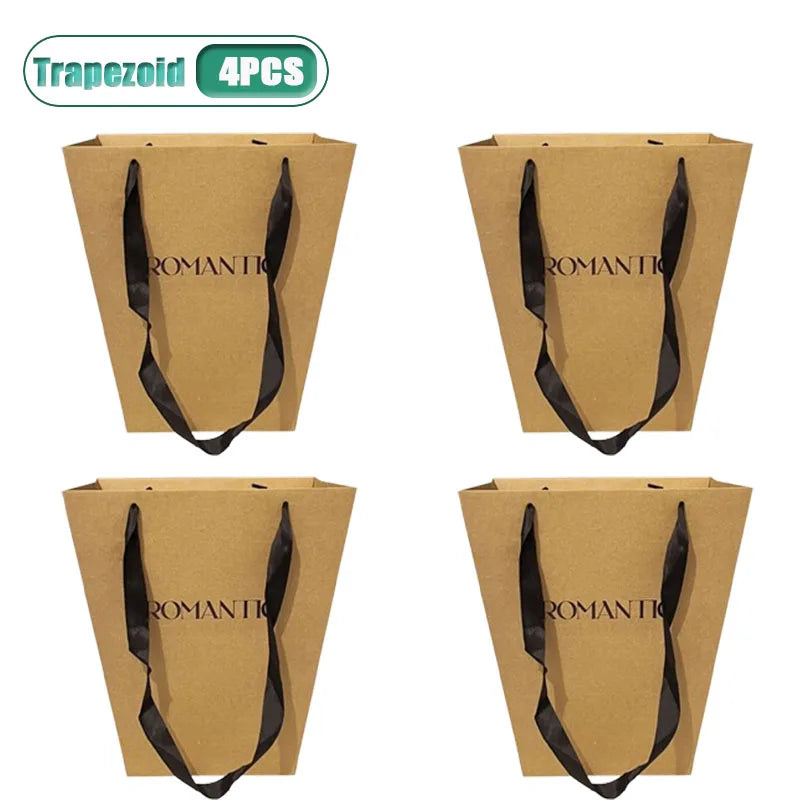 Kraft Paper Tote Bags with Satin Handle | Gift & Wedding Bags