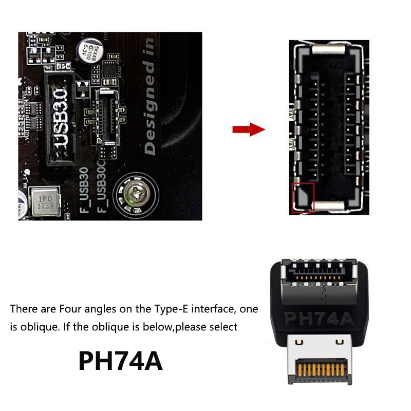 USB 3.1 Type E to USB-C Front Panel Header Adapter Cable