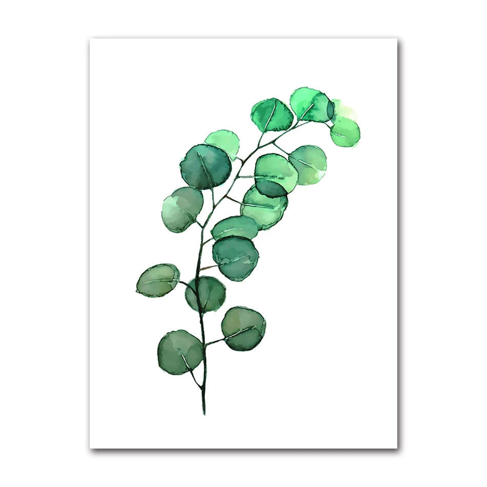 Nordic Tropical Plants Canvas Wall Art | Green Leaves Poster
