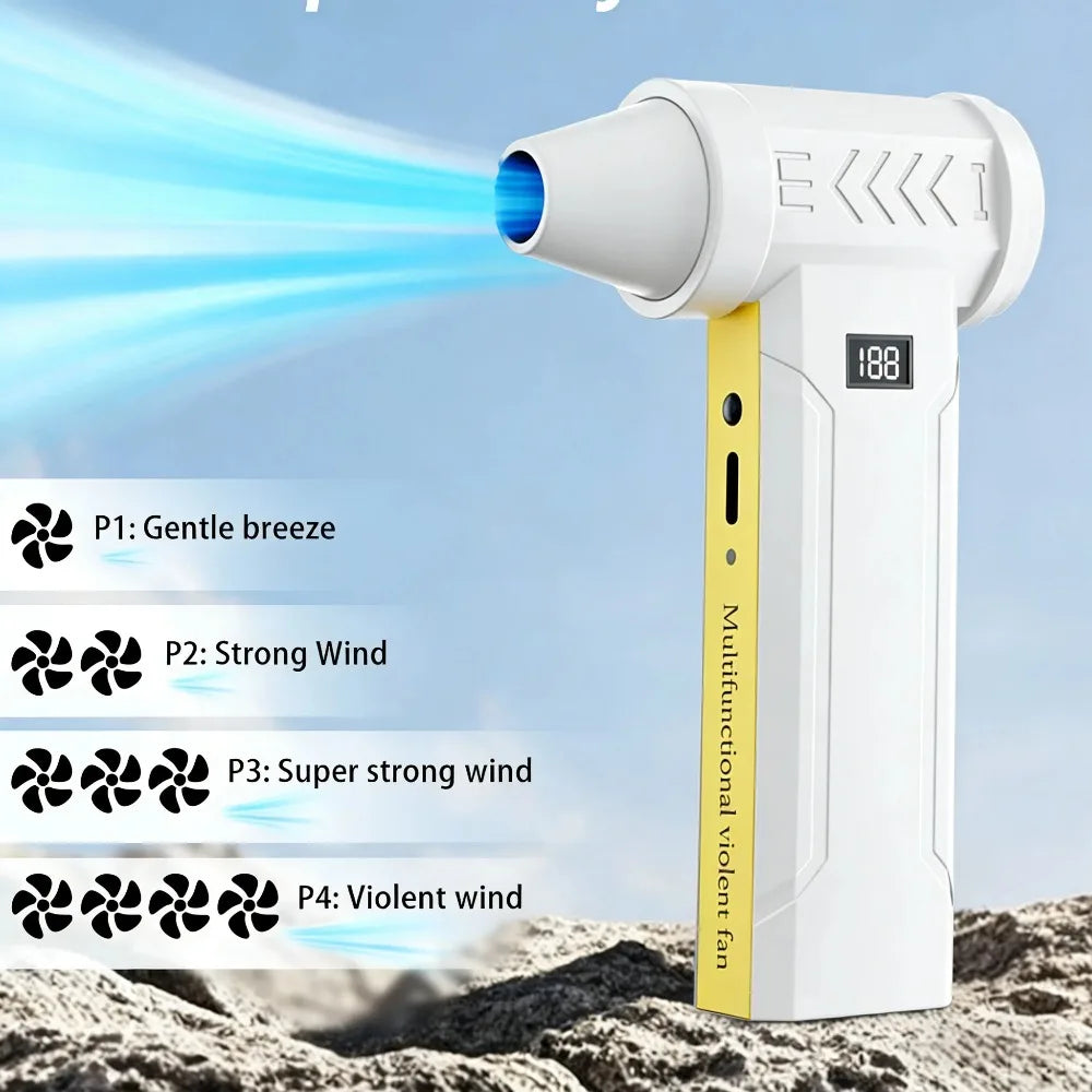 New 160000RPM High-Speed Turbo Violent Fan Brushless Motor Handheld Duct Fan 60M/S Portable Type-C Charging For Indoor Outdoor Peaceful Pleasures Health and Wellness